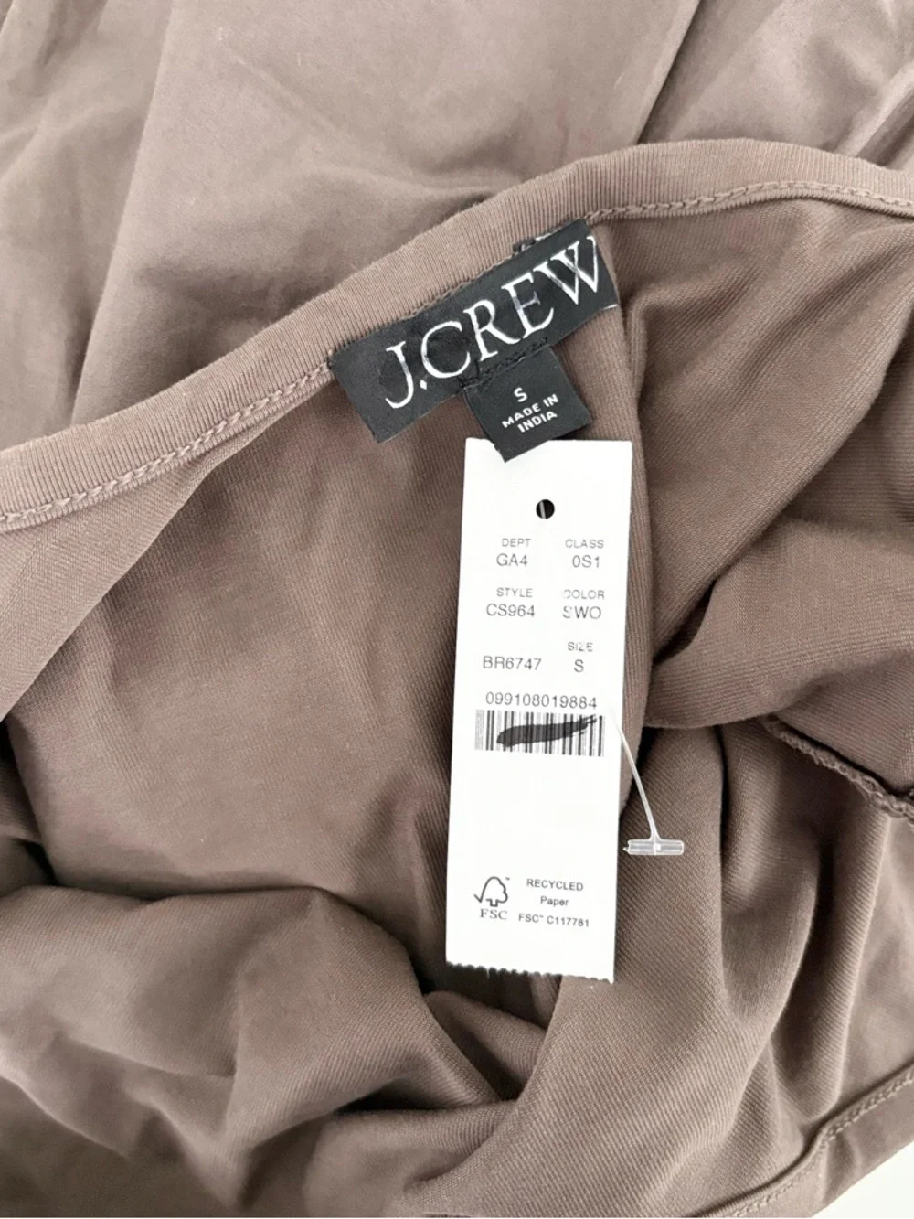 NWT J. Crew Basque-waist Mixy Dress Smoky Wood Brown